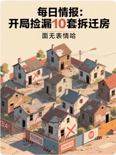 每日情报：开局捡漏10套拆迁房